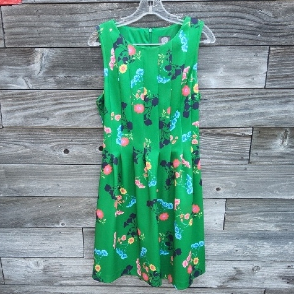 Vince Camuto Floral Green Sleeveless Dress size 12